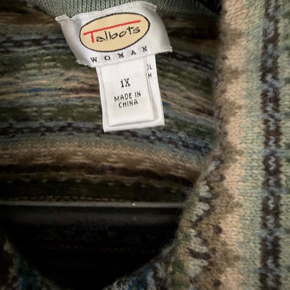 Talbots women’s  Striped Cardigan - Blue and Brown - Picture 3 of 3